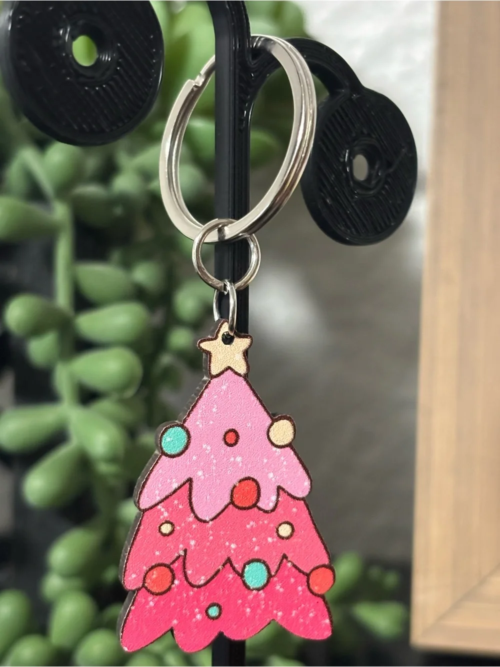 Pink Christmas Tree Keychain